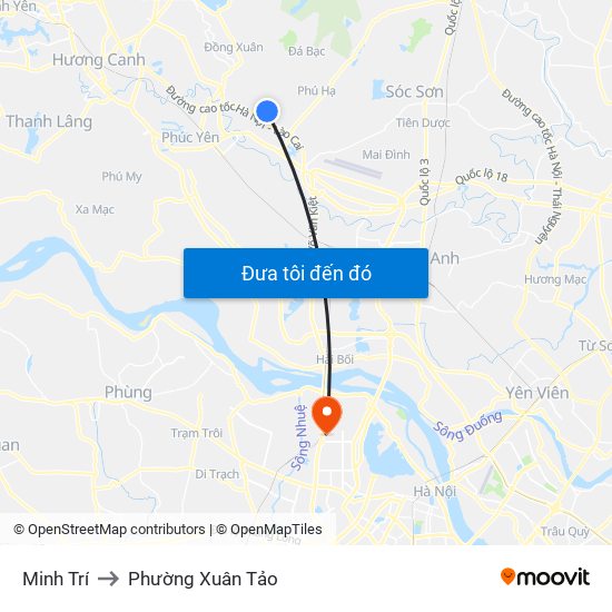 Minh Trí to Phường Xuân Tảo map