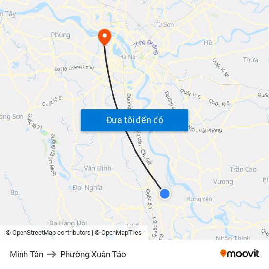 Minh Tân to Phường Xuân Tảo map