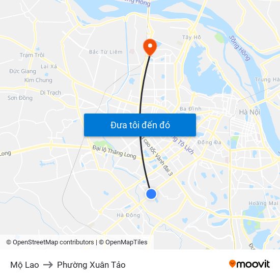 Mộ Lao to Phường Xuân Tảo map