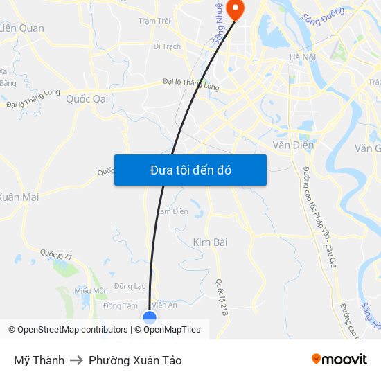 Mỹ Thành to Phường Xuân Tảo map