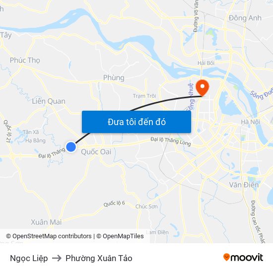 Ngọc Liệp to Phường Xuân Tảo map