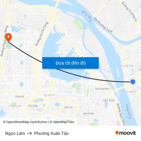 Ngọc Lâm to Phường Xuân Tảo map