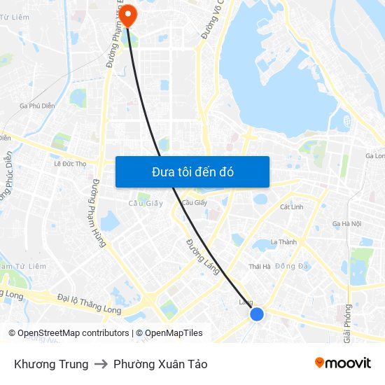 Khương Trung to Phường Xuân Tảo map