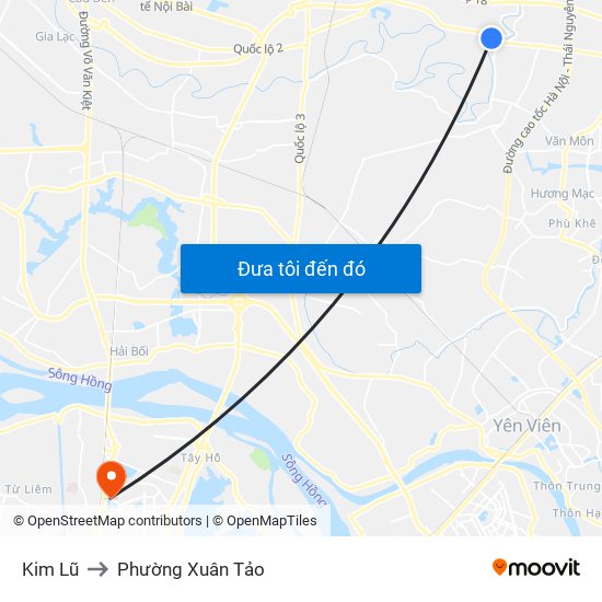 Kim Lũ to Phường Xuân Tảo map