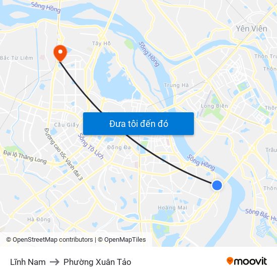 Lĩnh Nam to Phường Xuân Tảo map