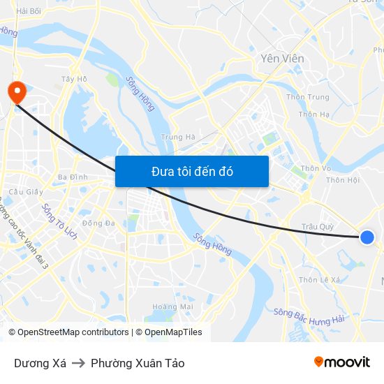 Dương Xá to Phường Xuân Tảo map