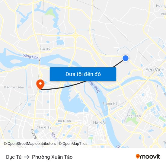 Dục Tú to Phường Xuân Tảo map