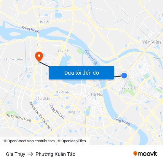 Gia Thụy to Phường Xuân Tảo map