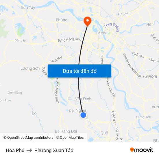 Hòa Phú to Phường Xuân Tảo map