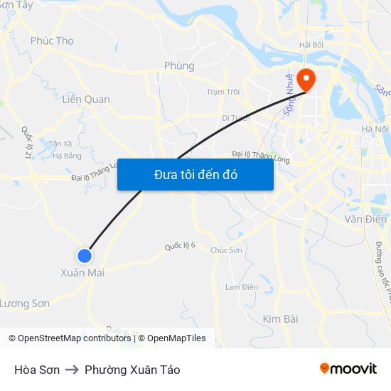 Hòa Sơn to Phường Xuân Tảo map