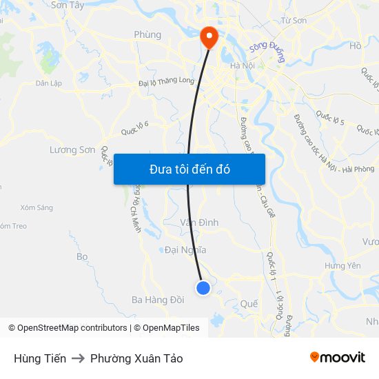 Hùng Tiến to Phường Xuân Tảo map