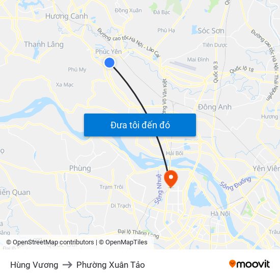 Hùng Vương to Phường Xuân Tảo map