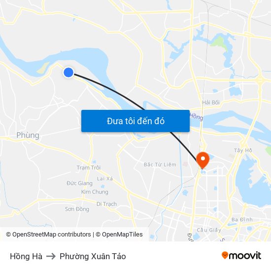 Hồng Hà to Phường Xuân Tảo map
