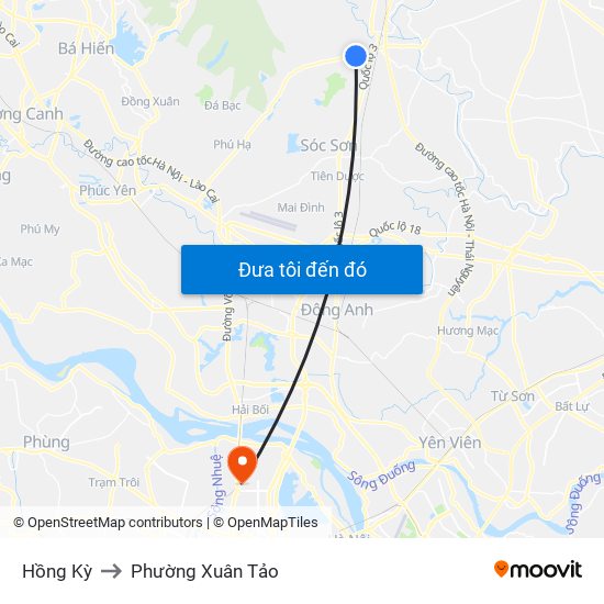 Hồng Kỳ to Phường Xuân Tảo map