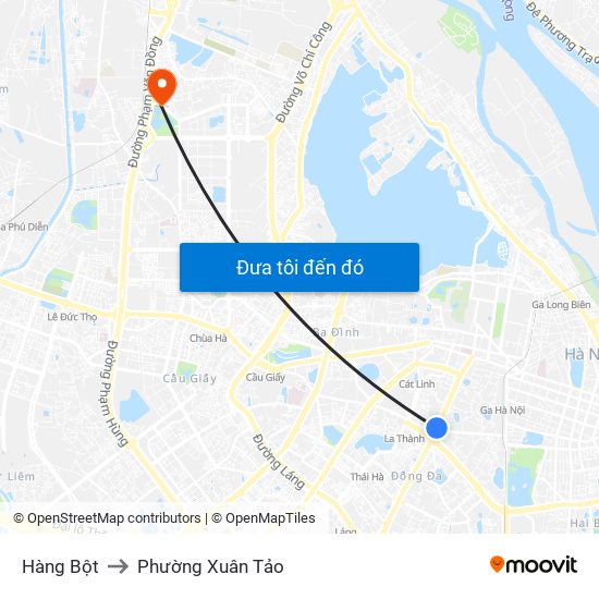 Hàng Bột to Phường Xuân Tảo map