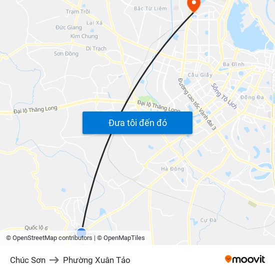 Chúc Sơn to Phường Xuân Tảo map