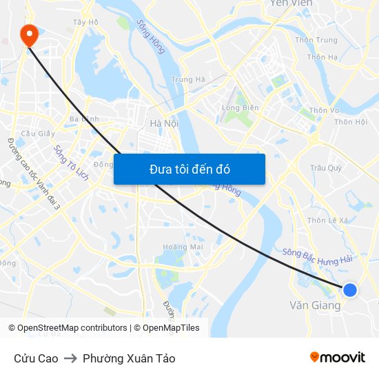 Cửu Cao to Phường Xuân Tảo map