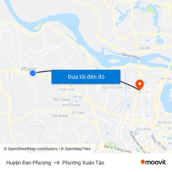 Huyện Đan Phượng to Phường Xuân Tảo map