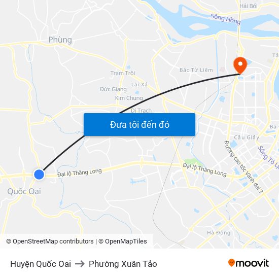 Huyện Quốc Oai to Phường Xuân Tảo map