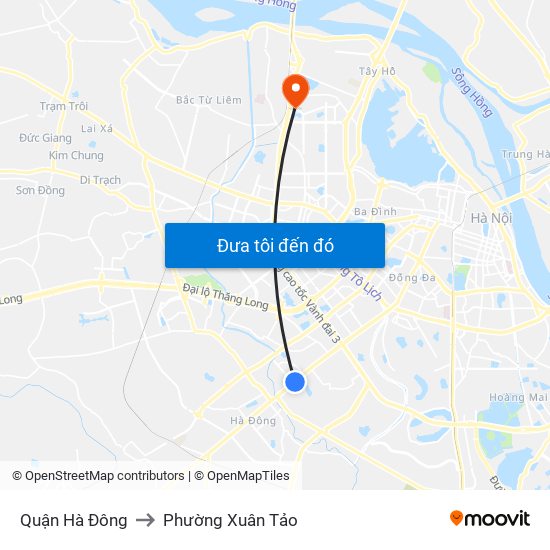 Quận Hà Đông to Phường Xuân Tảo map
