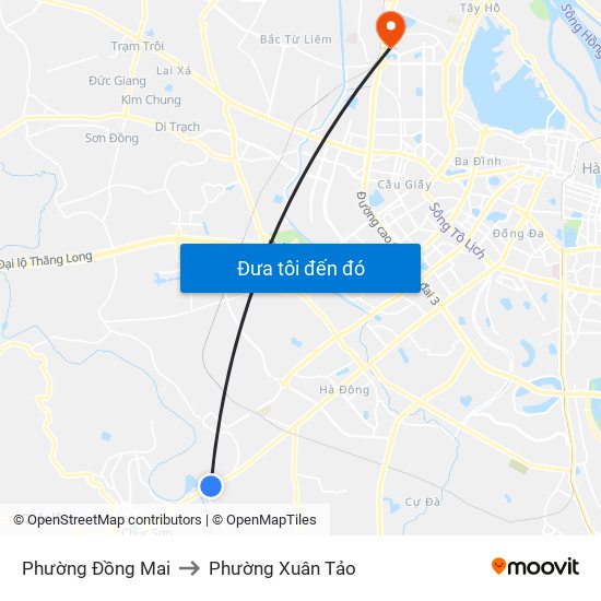 Phường Đồng Mai to Phường Xuân Tảo map