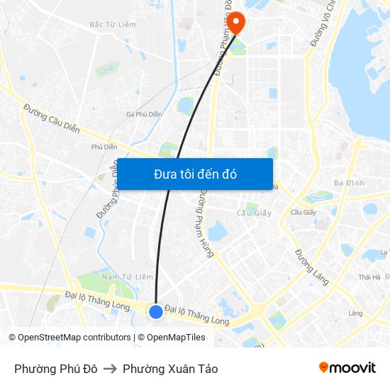 Phường Phú Đô to Phường Xuân Tảo map