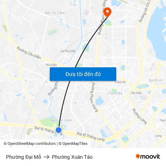 Phường Đại Mỗ to Phường Xuân Tảo map