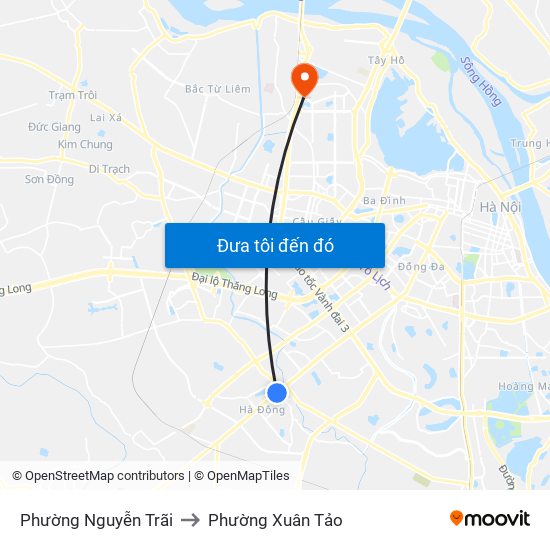 Phường Nguyễn Trãi to Phường Xuân Tảo map
