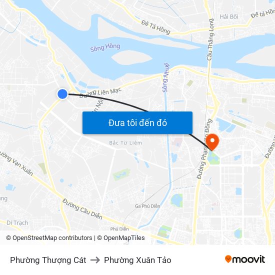 Phường Thượng Cát to Phường Xuân Tảo map