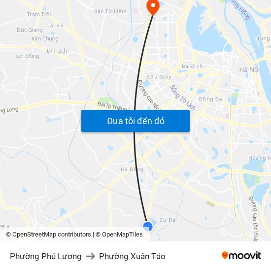 Phường Phú Lương to Phường Xuân Tảo map