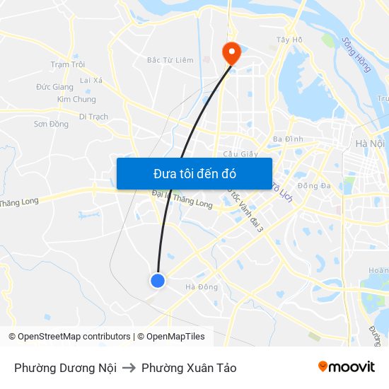 Phường Dương Nội to Phường Xuân Tảo map