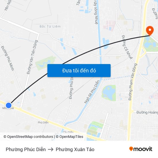 Phường Phúc Diễn to Phường Xuân Tảo map