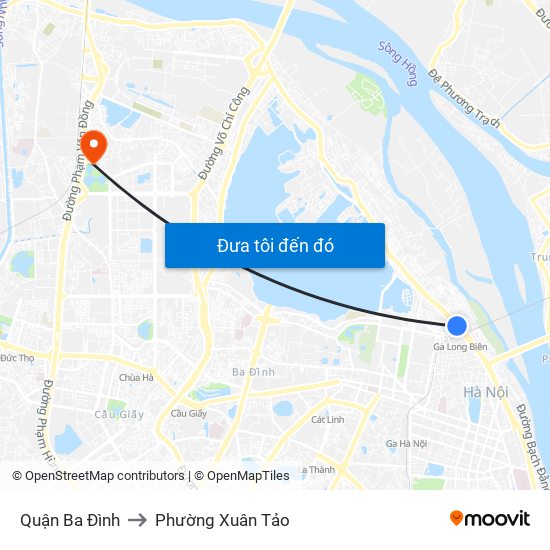 Quận Ba Đình to Phường Xuân Tảo map