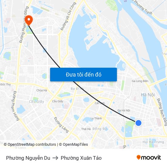 Phường Nguyễn Du to Phường Xuân Tảo map