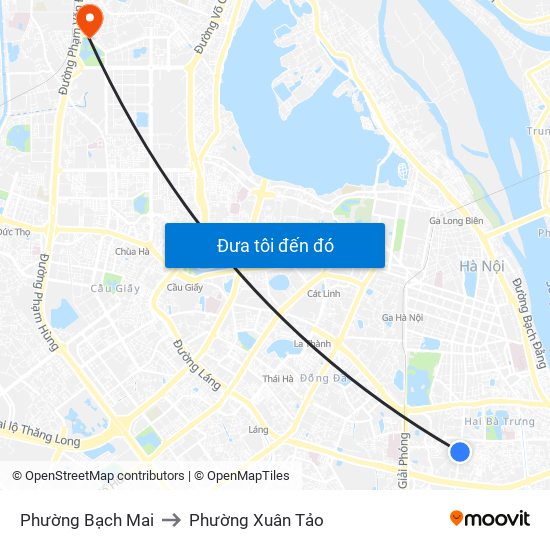 Phường Bạch Mai to Phường Xuân Tảo map