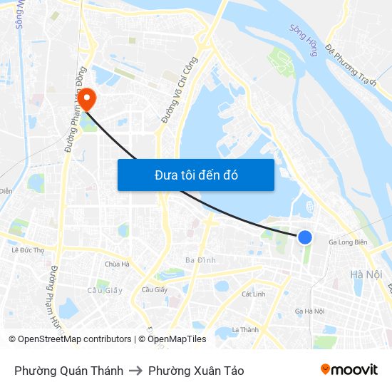 Phường Quán Thánh to Phường Xuân Tảo map