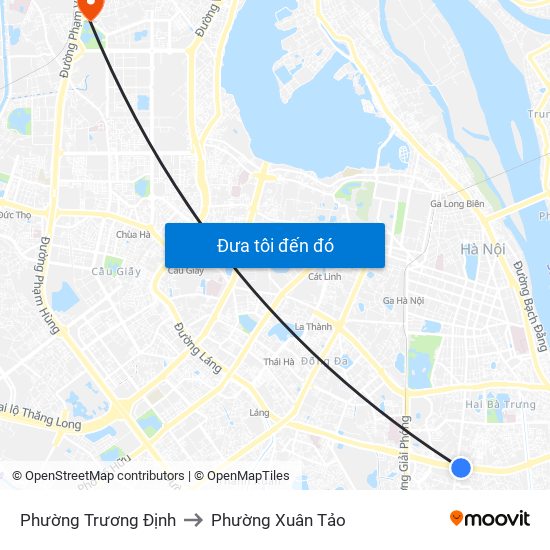 Phường Trương Định to Phường Xuân Tảo map