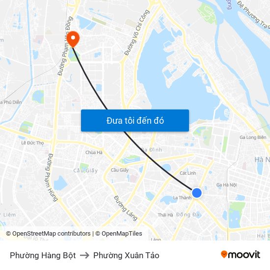Phường Hàng Bột to Phường Xuân Tảo map