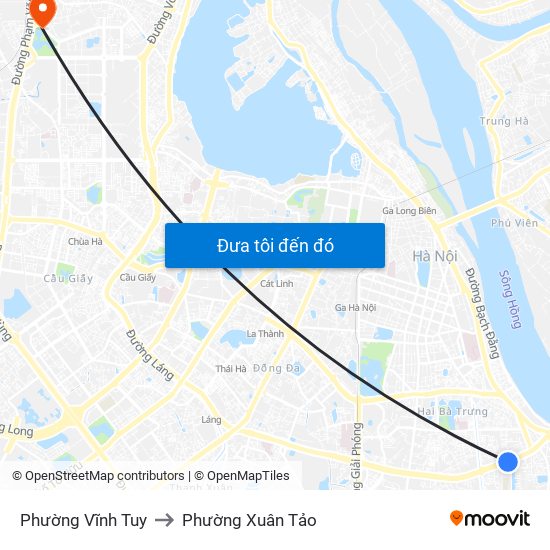 Phường Vĩnh Tuy to Phường Xuân Tảo map