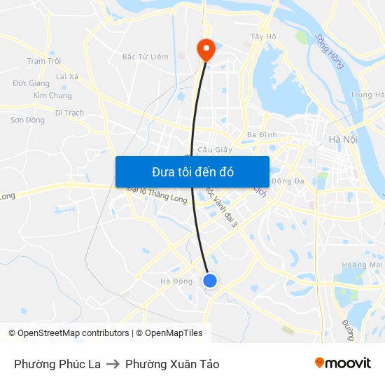 Phường Phúc La to Phường Xuân Tảo map