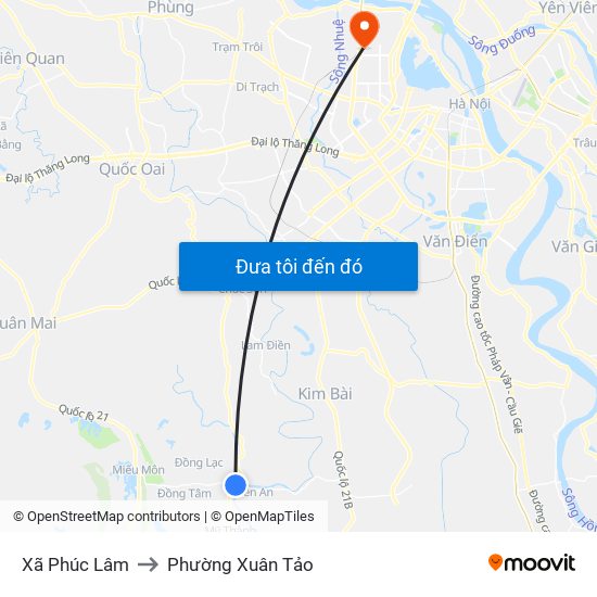 Xã Phúc Lâm to Phường Xuân Tảo map