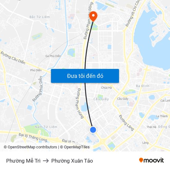 Phường Mễ Trì to Phường Xuân Tảo map