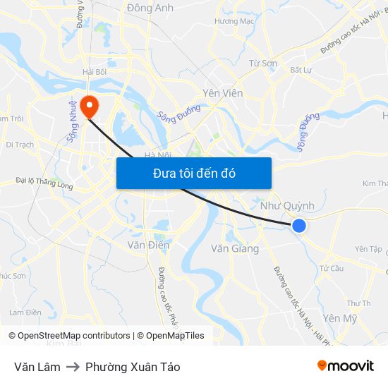 Văn Lâm to Phường Xuân Tảo map