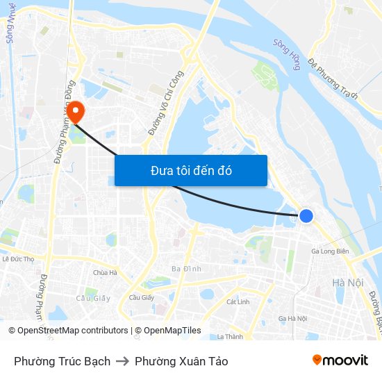 Phường Trúc Bạch to Phường Xuân Tảo map