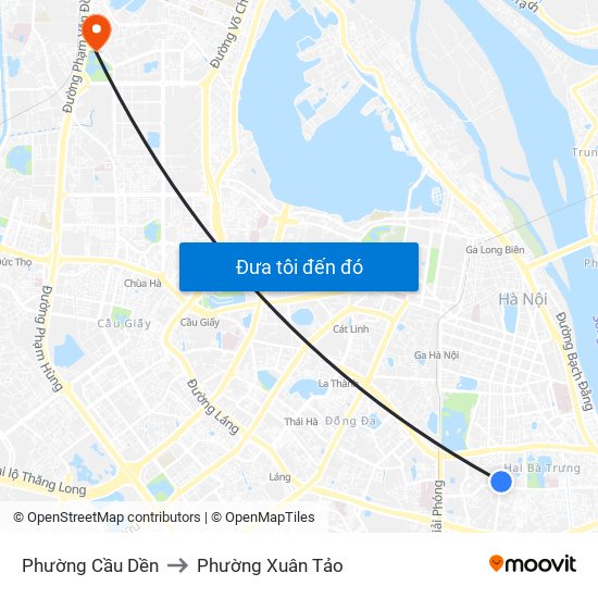 Phường Cầu Dền to Phường Xuân Tảo map