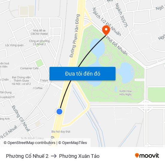 Phường Cổ Nhuế 2 to Phường Xuân Tảo map