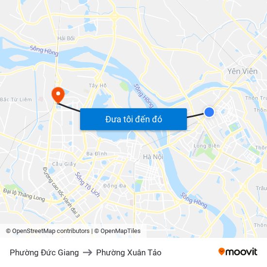 Phường Đức Giang to Phường Xuân Tảo map