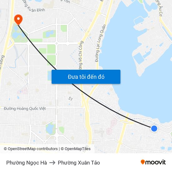 Phường Ngọc Hà to Phường Xuân Tảo map