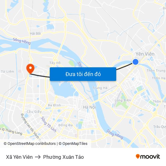 Xã Yên Viên to Phường Xuân Tảo map