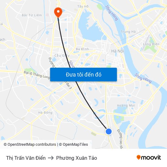 Thị Trấn Văn Điển to Phường Xuân Tảo map